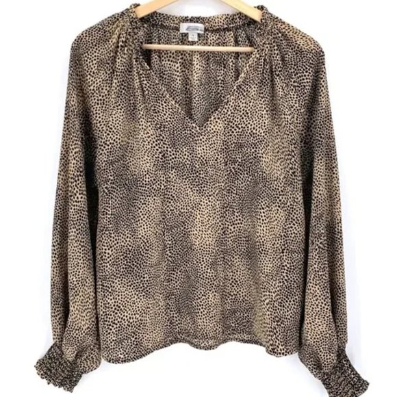 Evereve Allison Joy Blair leopard print v neck blouse size XS - Picture 3 of 12